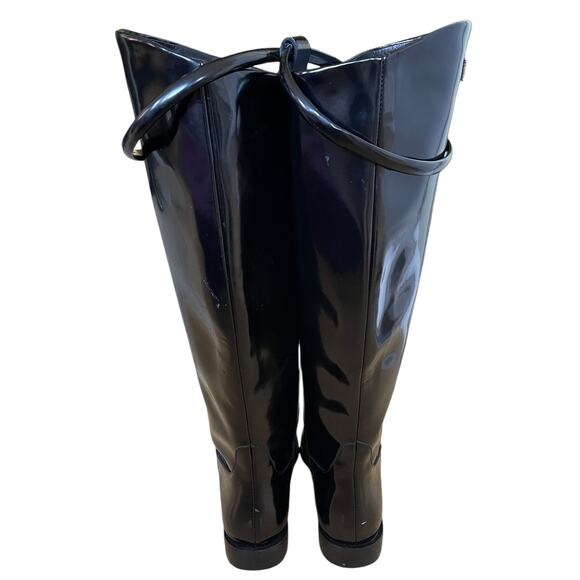AUTHENTIC Toteme 9.5 Leather Riding Boot Square Toe Pull On Shiny Black EU40 UK7 - Picture 7 of 13